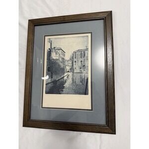 Vintage Numbered  Lithograph Venetian Canal Scene Unknown Artist